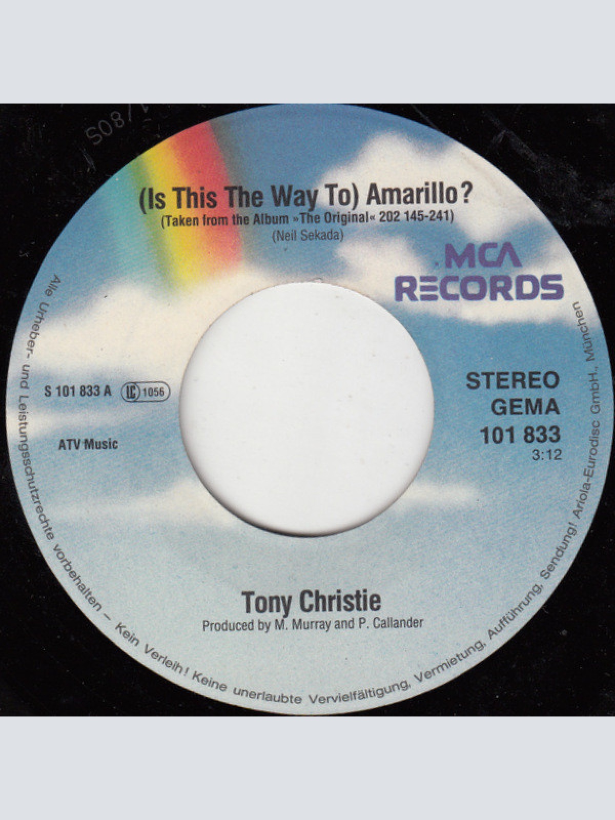 Vinyl / Tony Christie - (Is This The Way To) Amarillo / I Did What I Did For Maria