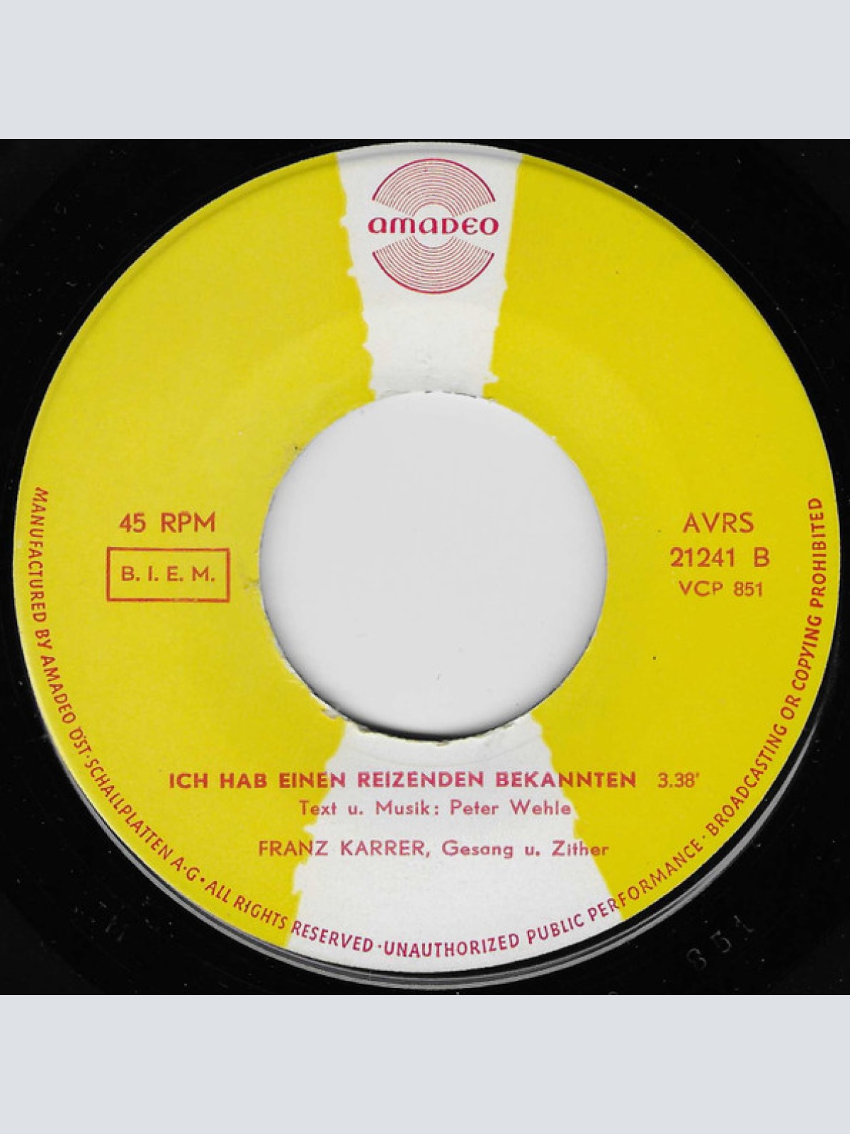 Vinyl / Franz Karrer - Das Versoffene Sünderlein / Ich Hab Einen Reizenden Bekannten