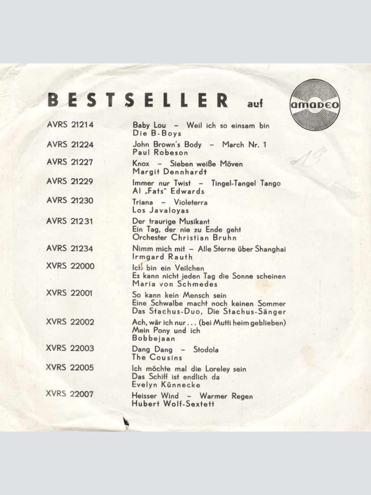 Vinyl / Franz Karrer - Das Versoffene Sünderlein / Ich Hab Einen Reizenden Bekannten