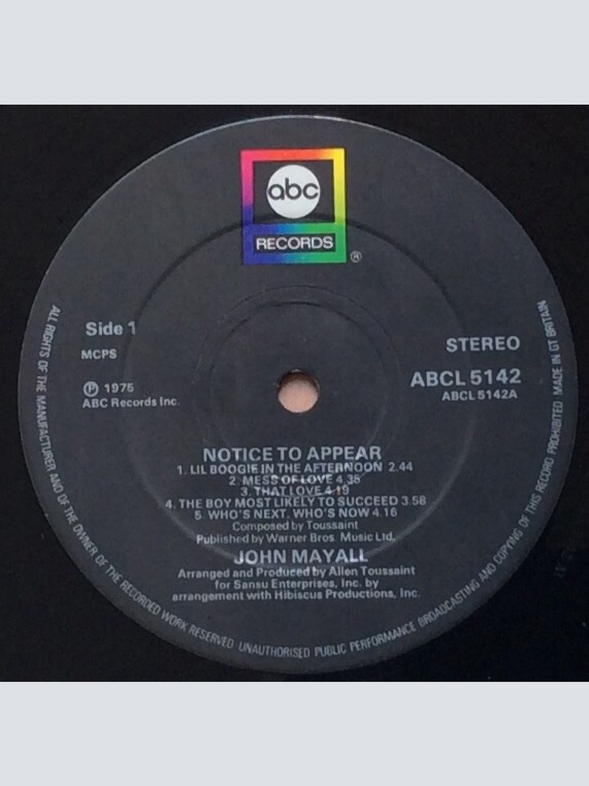 Vinyl / John Mayall - Notice To Appear