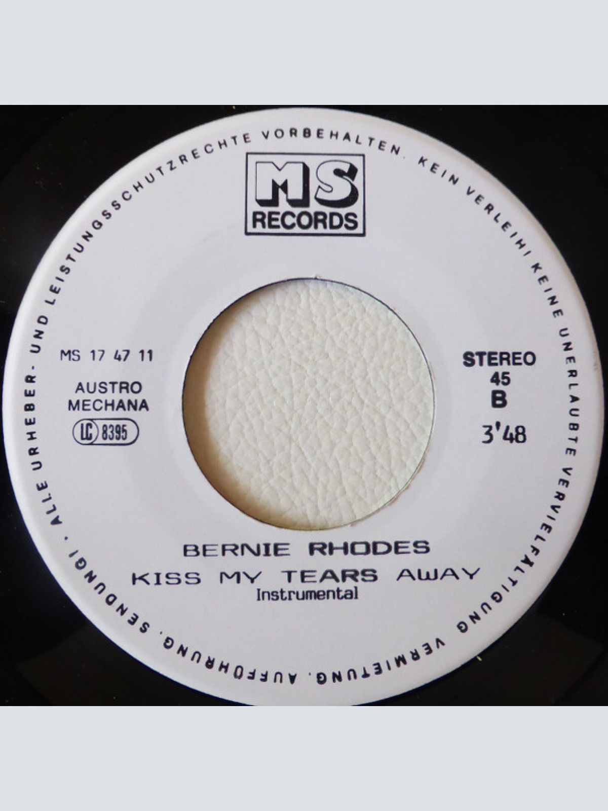 Vinyl / Bernie Rhodes - Kiss My Tears Away