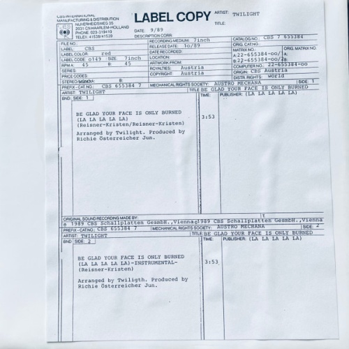 Vinyl / Twilight (49) - Be Glad Your Face Is Only Burned