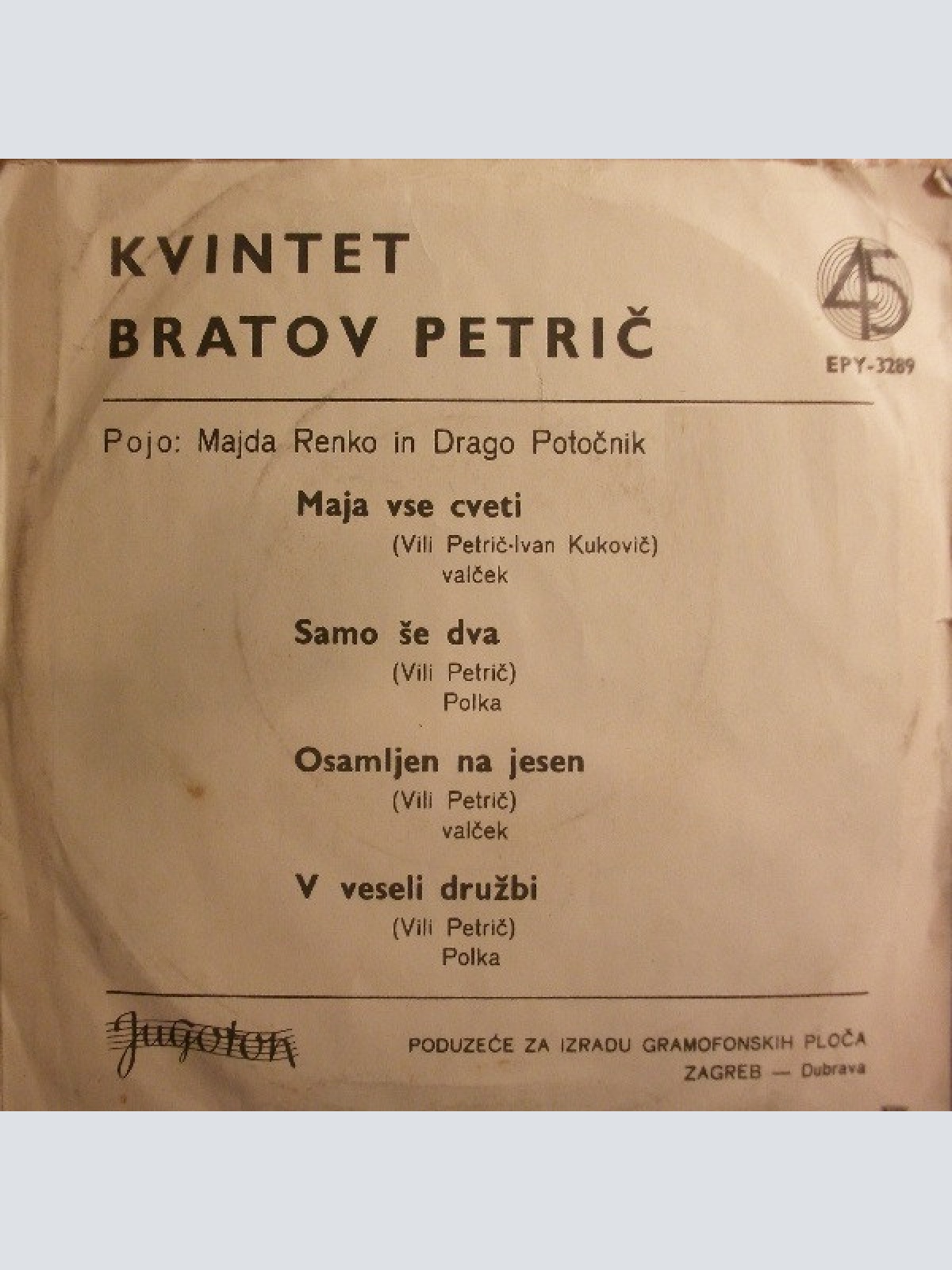 Vinyl / Kvintet Bratov Petrič* - Maja Vse Cveti