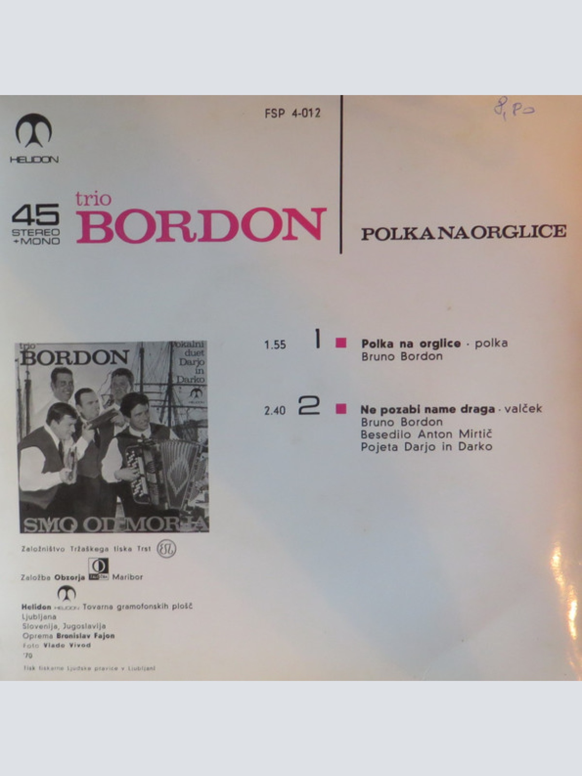 Vinyl / Trio Bordon - Polka Na Orglice