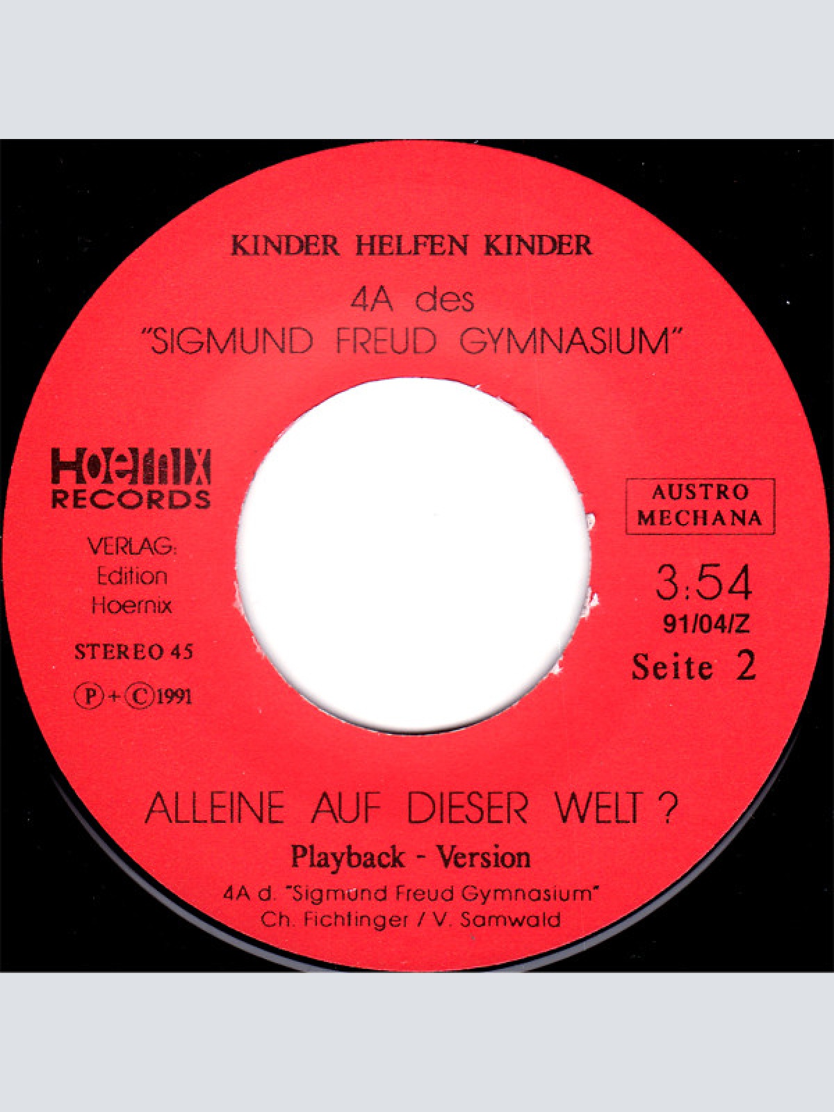 Vinyl / Kinder Helfen Kinder - 4A Des "Sigmund Freud Gymnasium" - Alleine Auf Dieser Welt?