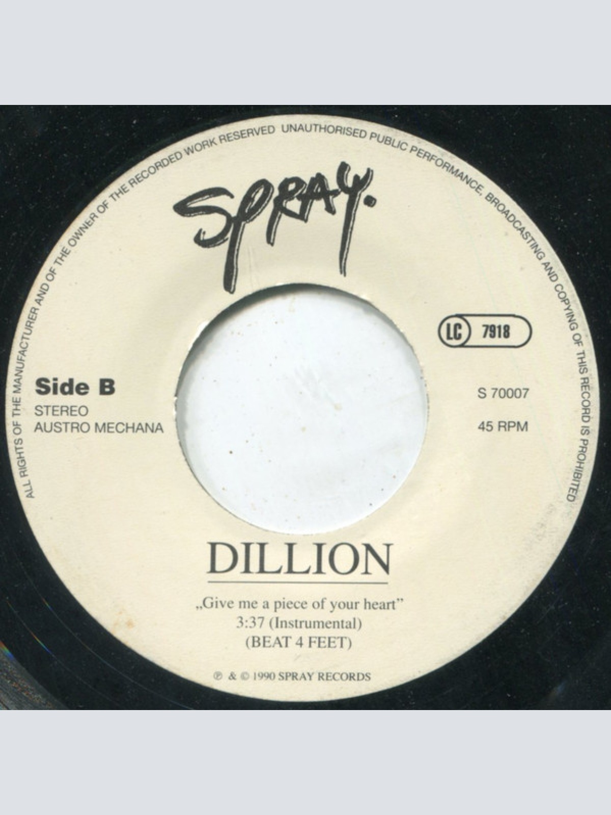 Vinyl / Dillion - Give Me A Piece Of Your Heart