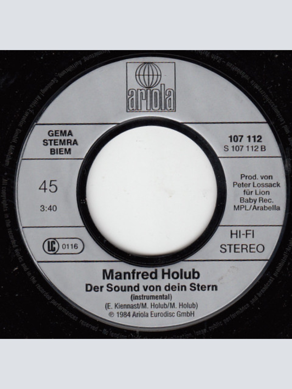 Vinyl / Manfred Holub - ... Der Sound Von Dein Stern