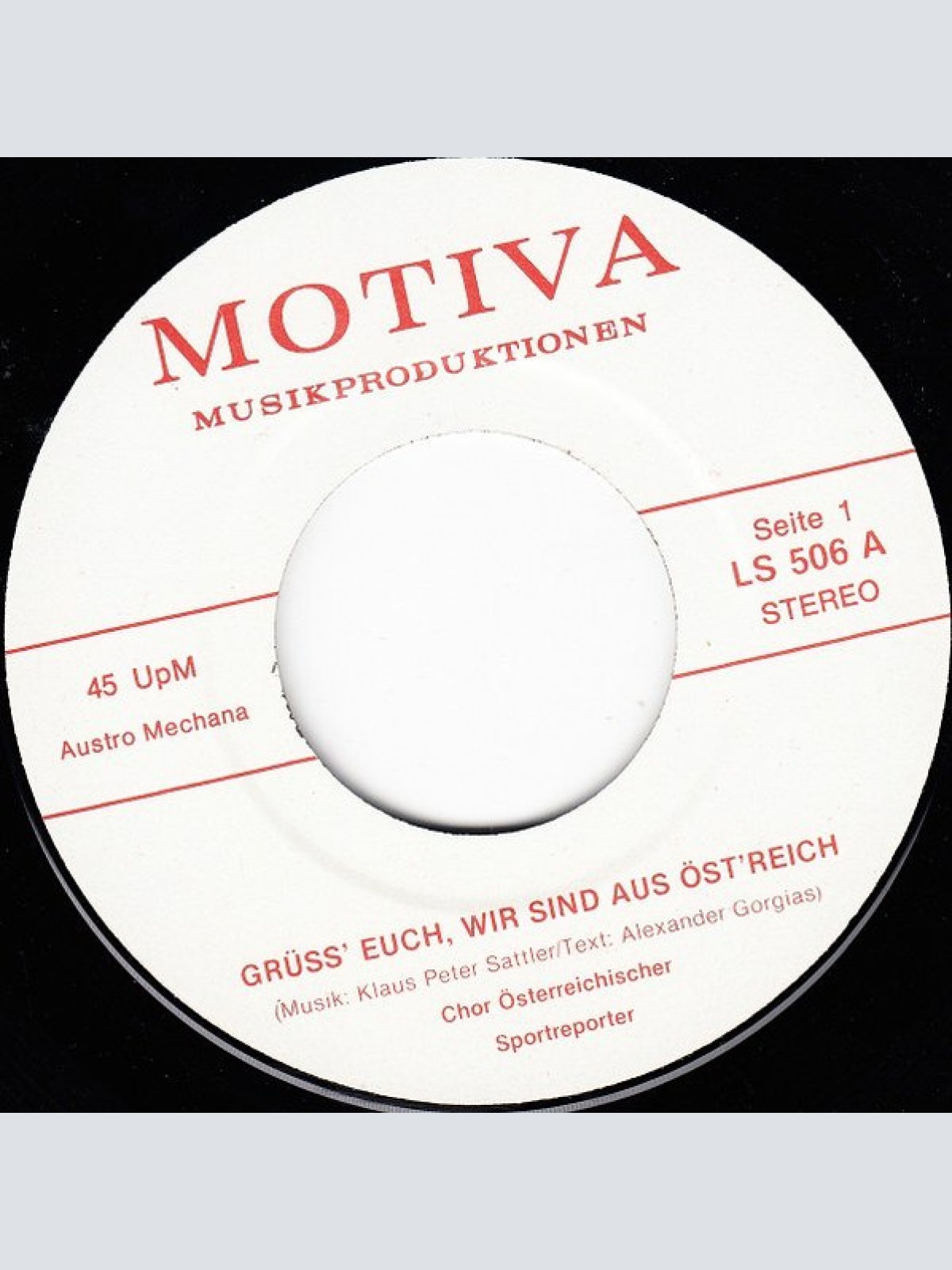 Vinyl / Chor Österreichischer Sportreporter - Grüß' Euch, Wir Sind Aus Öst'reich