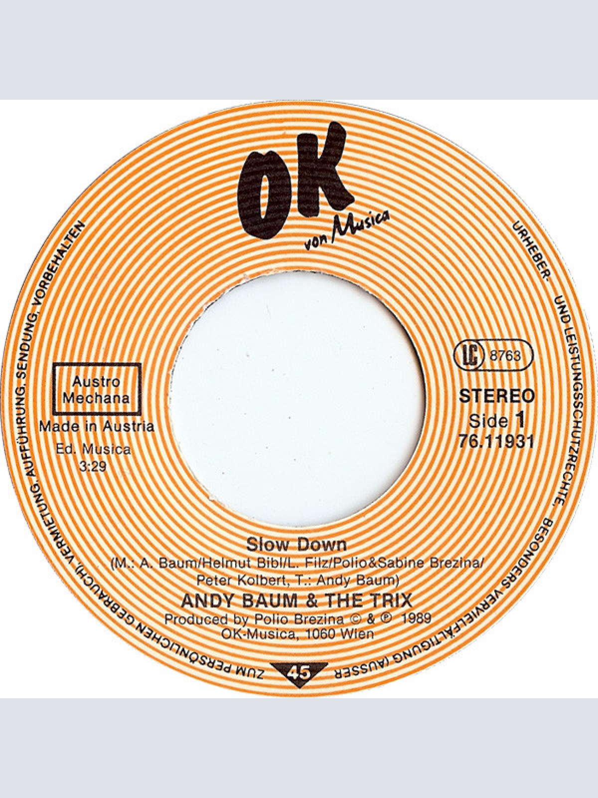 Vinyl / Andy Baum & The Trix - Slow Down