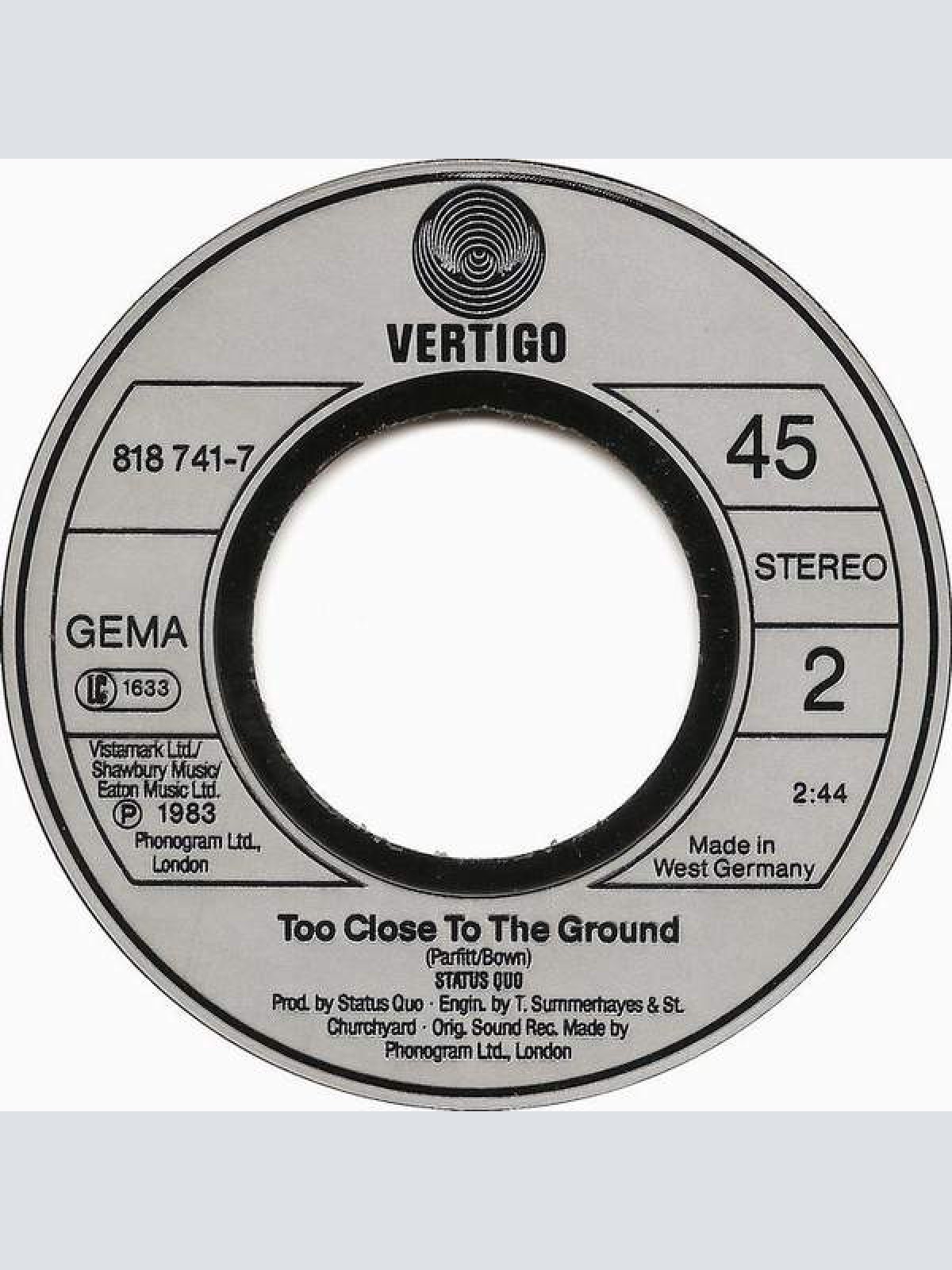 Vinyl / Status Quo - Going Down Town Tonight