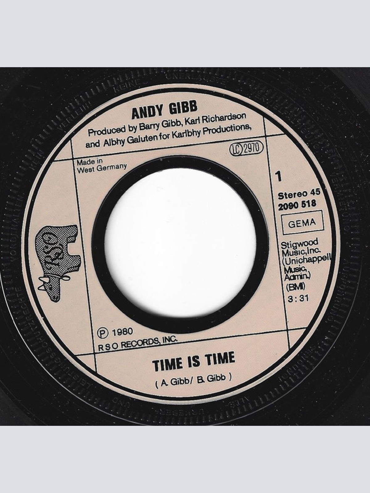 Vinyl / Andy Gibb - Time Is Time / I Go For You