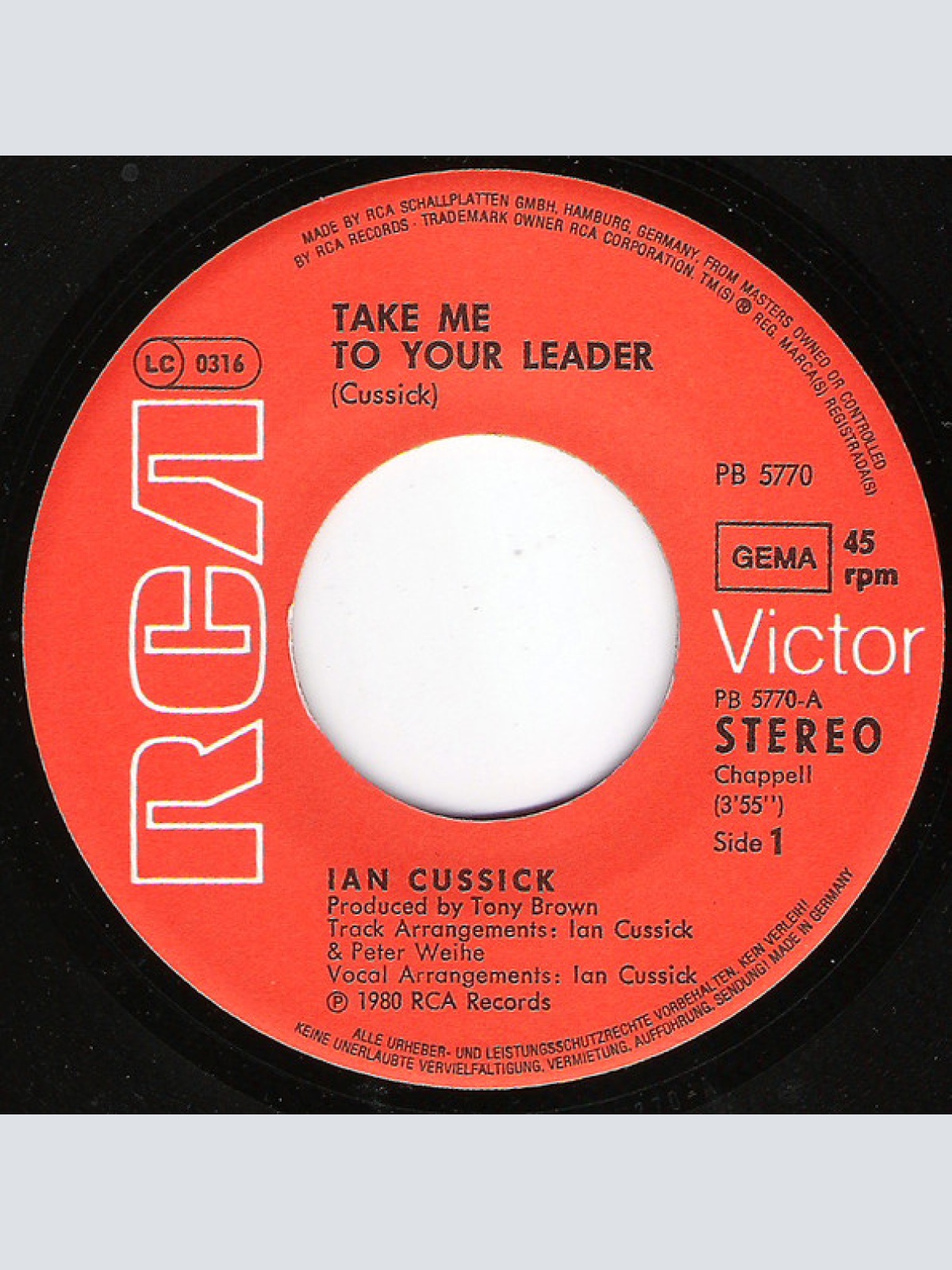 Vinyl / Ian Cussick - Take Me To Your Leader