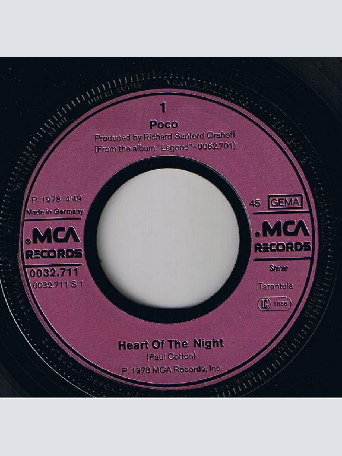 Vinyl / Poco (3) - Heart Of The Night / The Last Goodbye