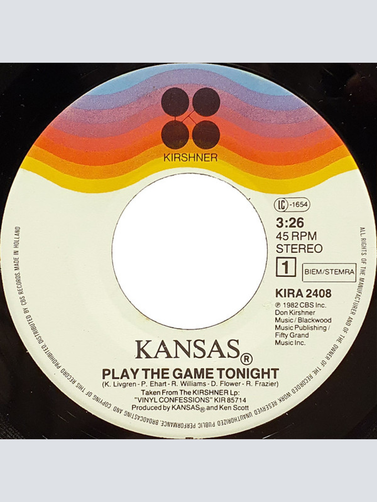 Vinyl / Kansas (2) - Play The Game Tonight