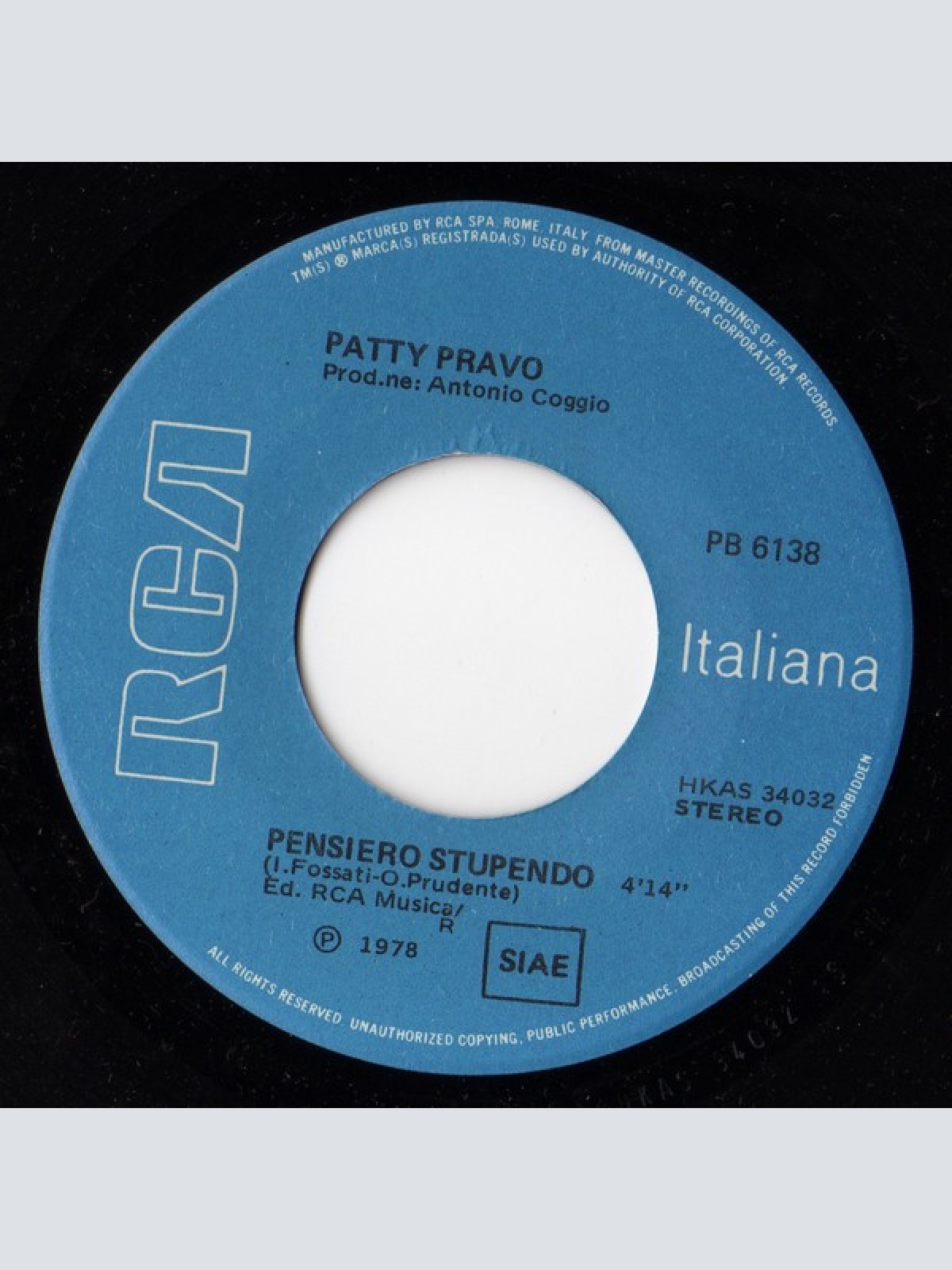 Vinyl / Patty Pravo - Pensiero Stupendo