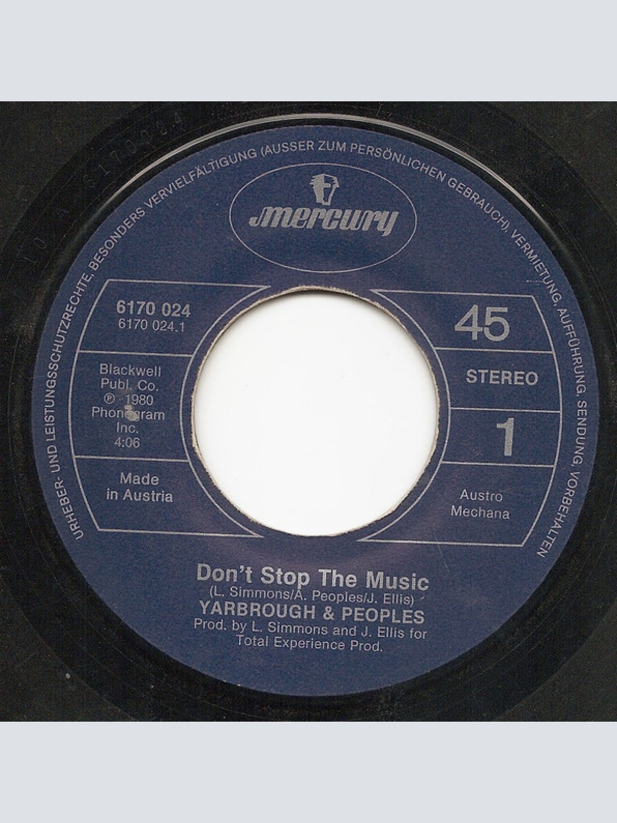 Vinyl / Yarbrough & Peoples - Don't Stop The Music