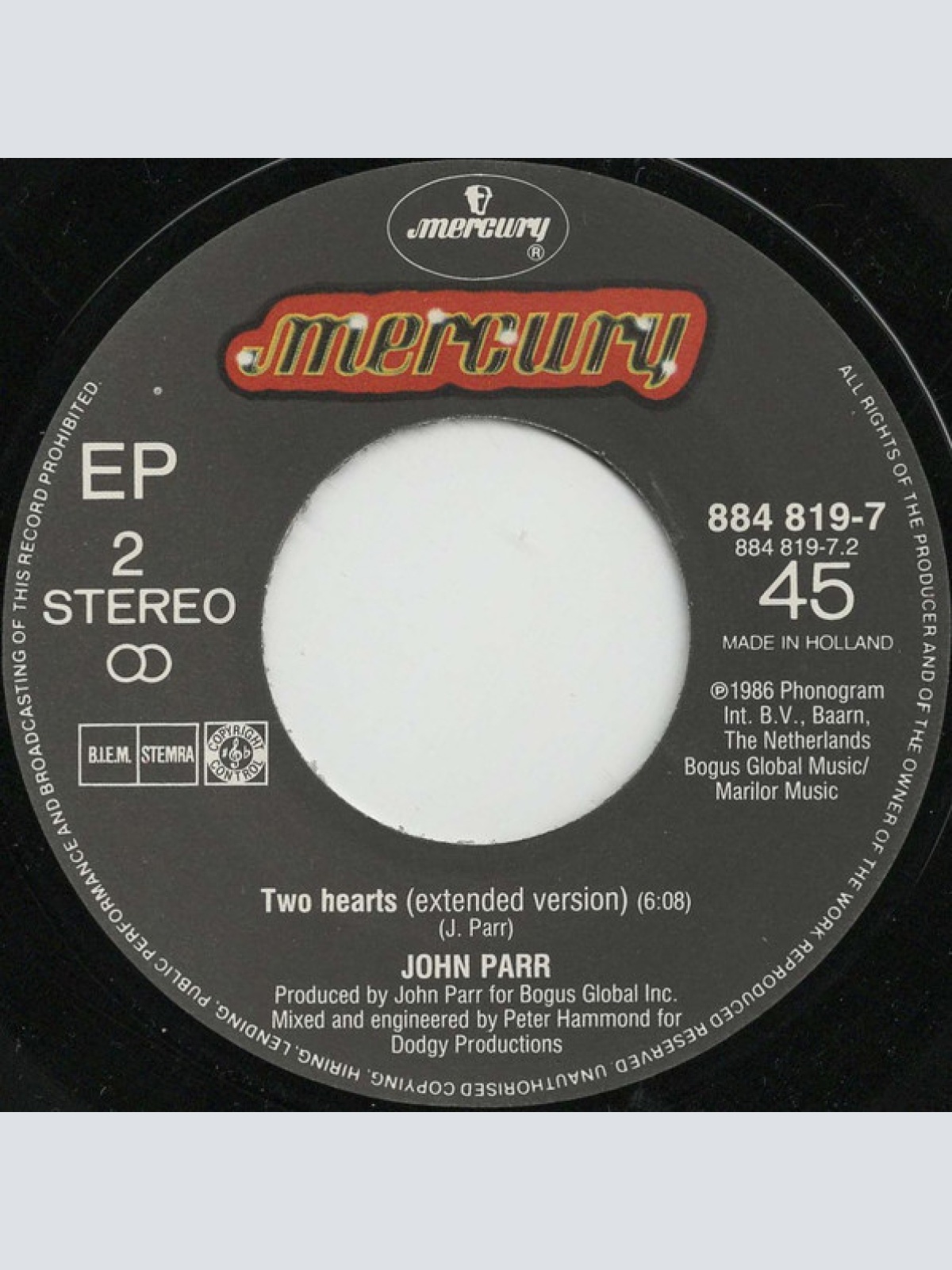 Vinyl / John Parr - Two Hearts