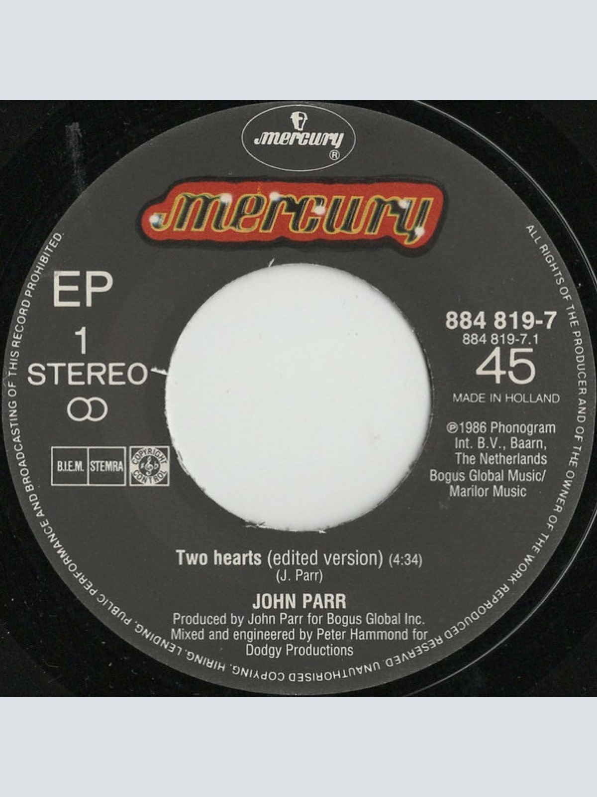 Vinyl / John Parr - Two Hearts