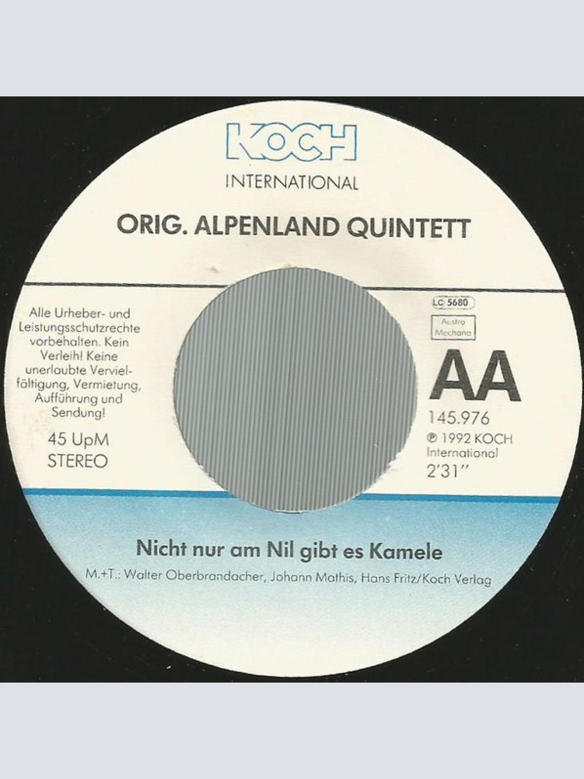 Vinyl / Orig. Alpenland Quintett - Peter, Ich Vertrau Dir Keinen Meter