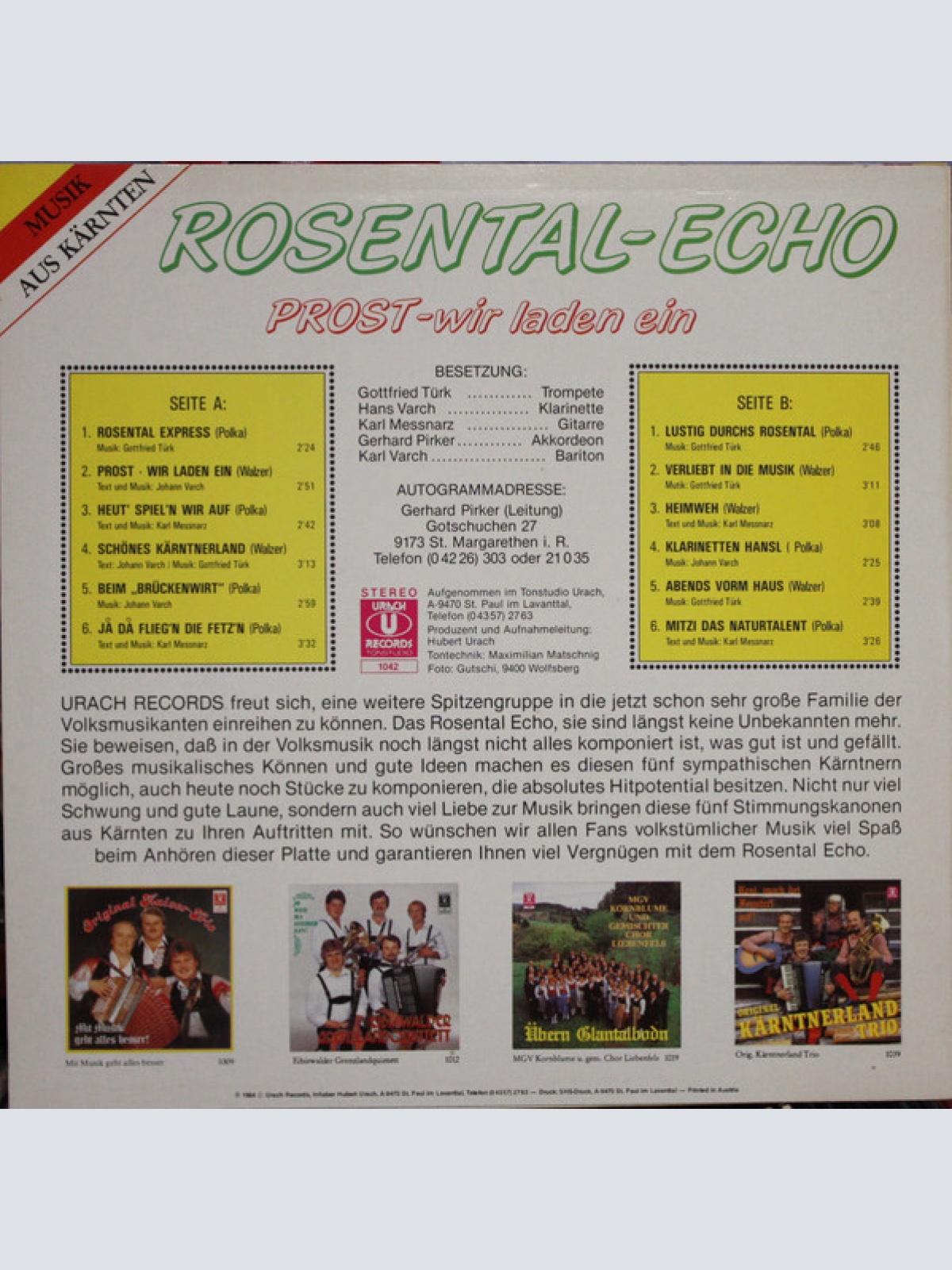 Vinyl / Rosental-Echo - Prost - Wir Laden Ein
