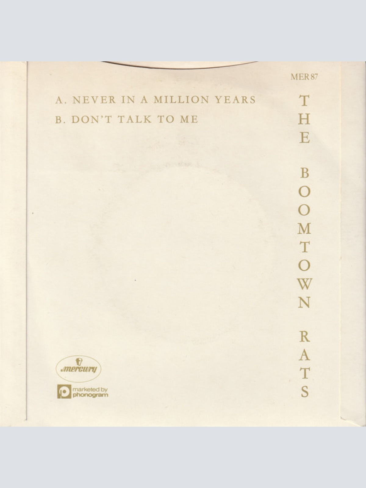 Vinyl / The Boomtown Rats - Never In A Million Years