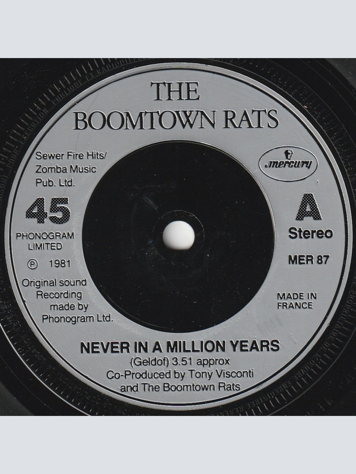 Vinyl / The Boomtown Rats - Never In A Million Years