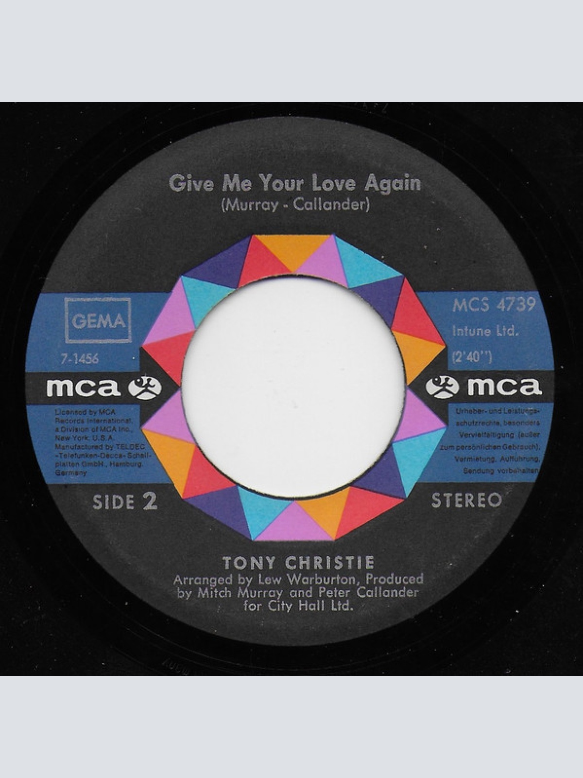 Vinyl / Tony Christie - I Did What I Did For Maria
