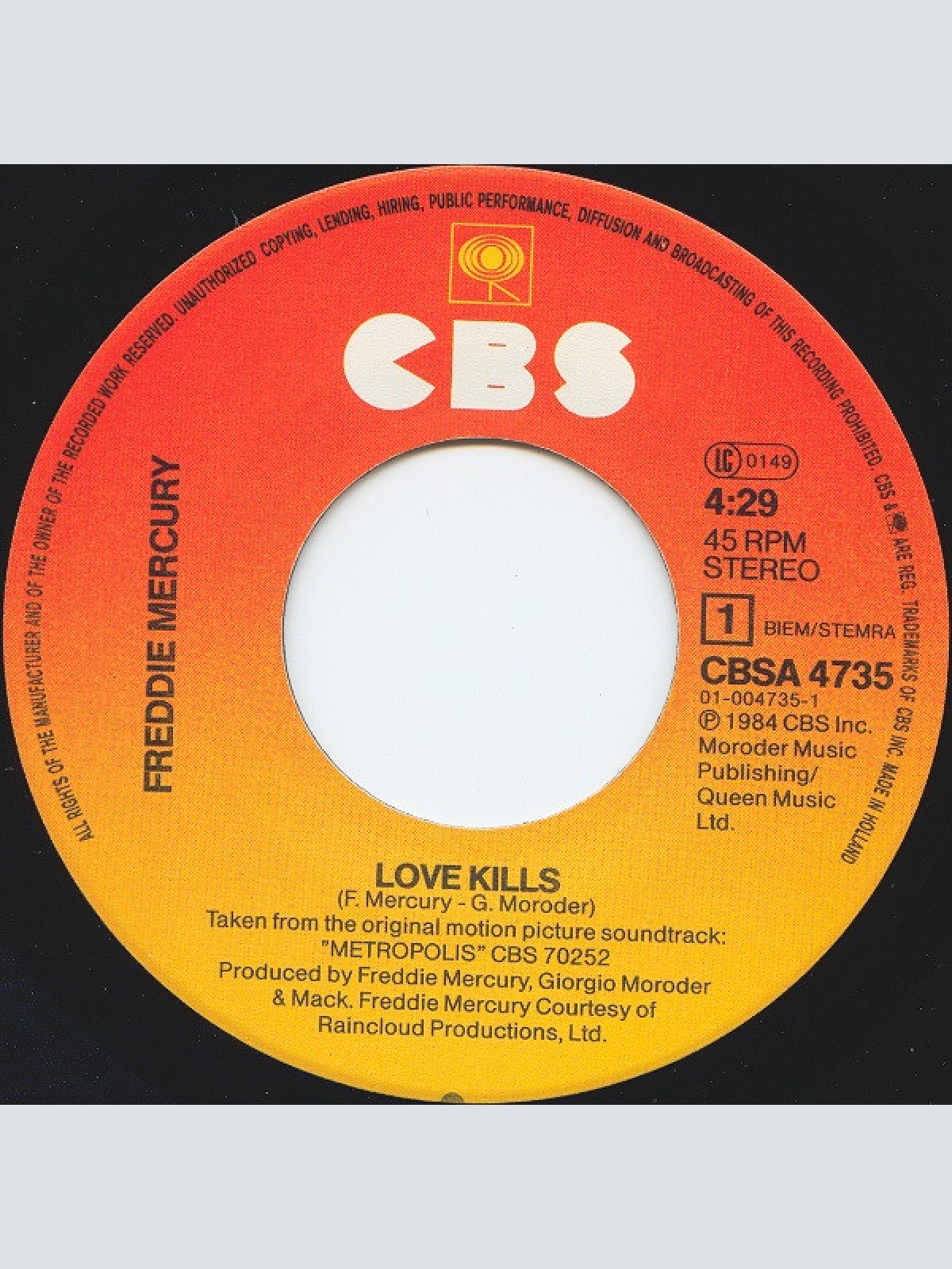 Vinyl / Freddie Mercury - Love Kills