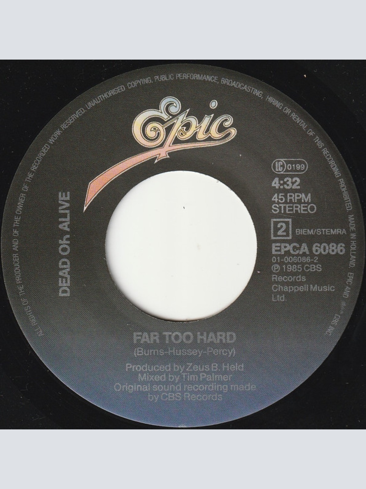 Vinyl / Dead Or Alive - Lover Come Back To Me