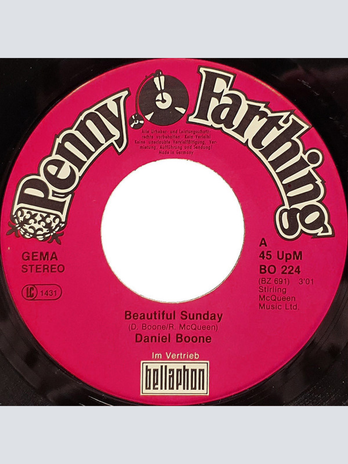 Vinyl / Daniel Boone - Beautiful Sunday / Beautiful Sunday (Deutsche Version)