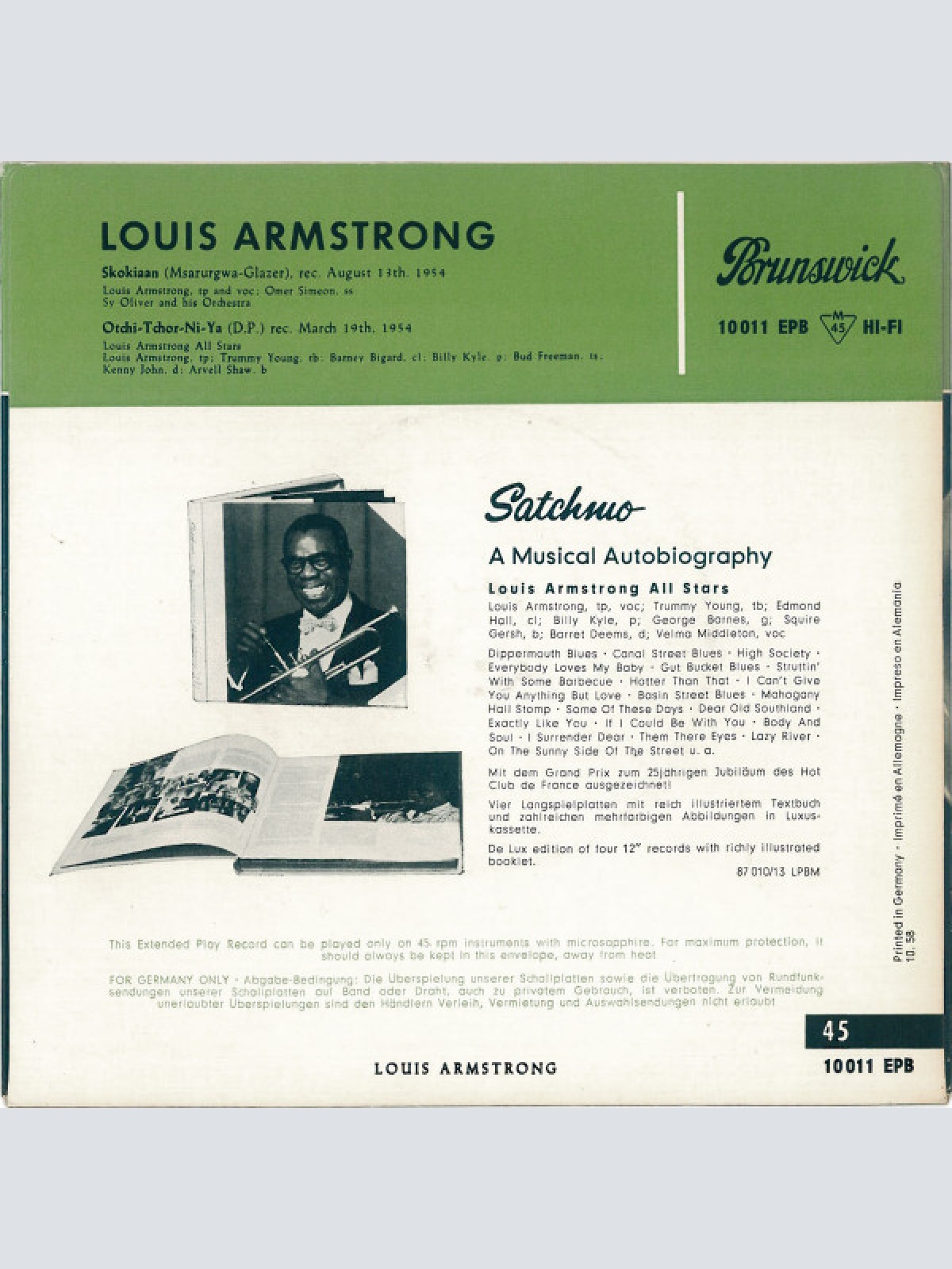 Vinyl / Louis Armstrong With His All Stars* And Sy Oliver And His Orchestra - Skokiaan / Otchi-Tchor-Ni-Ya