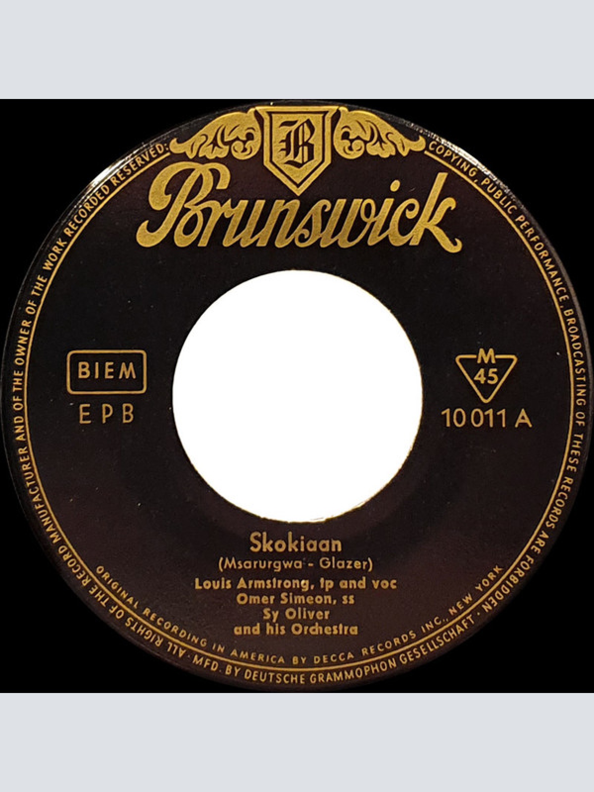 Vinyl / Louis Armstrong With His All Stars* And Sy Oliver And His Orchestra - Skokiaan / Otchi-Tchor-Ni-Ya