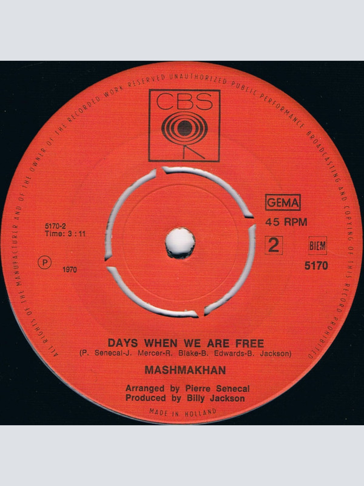 Vinyl / Mashmakhan - As The Years Go By / Days When We Are Free