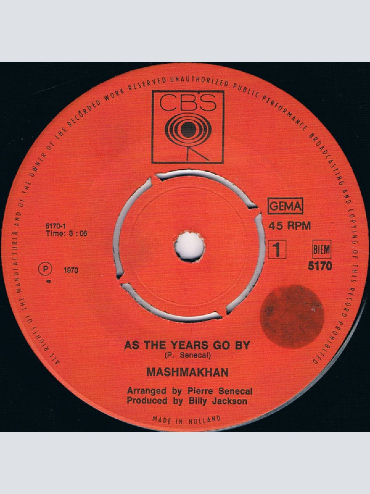Vinyl / Mashmakhan - As The Years Go By / Days When We Are Free