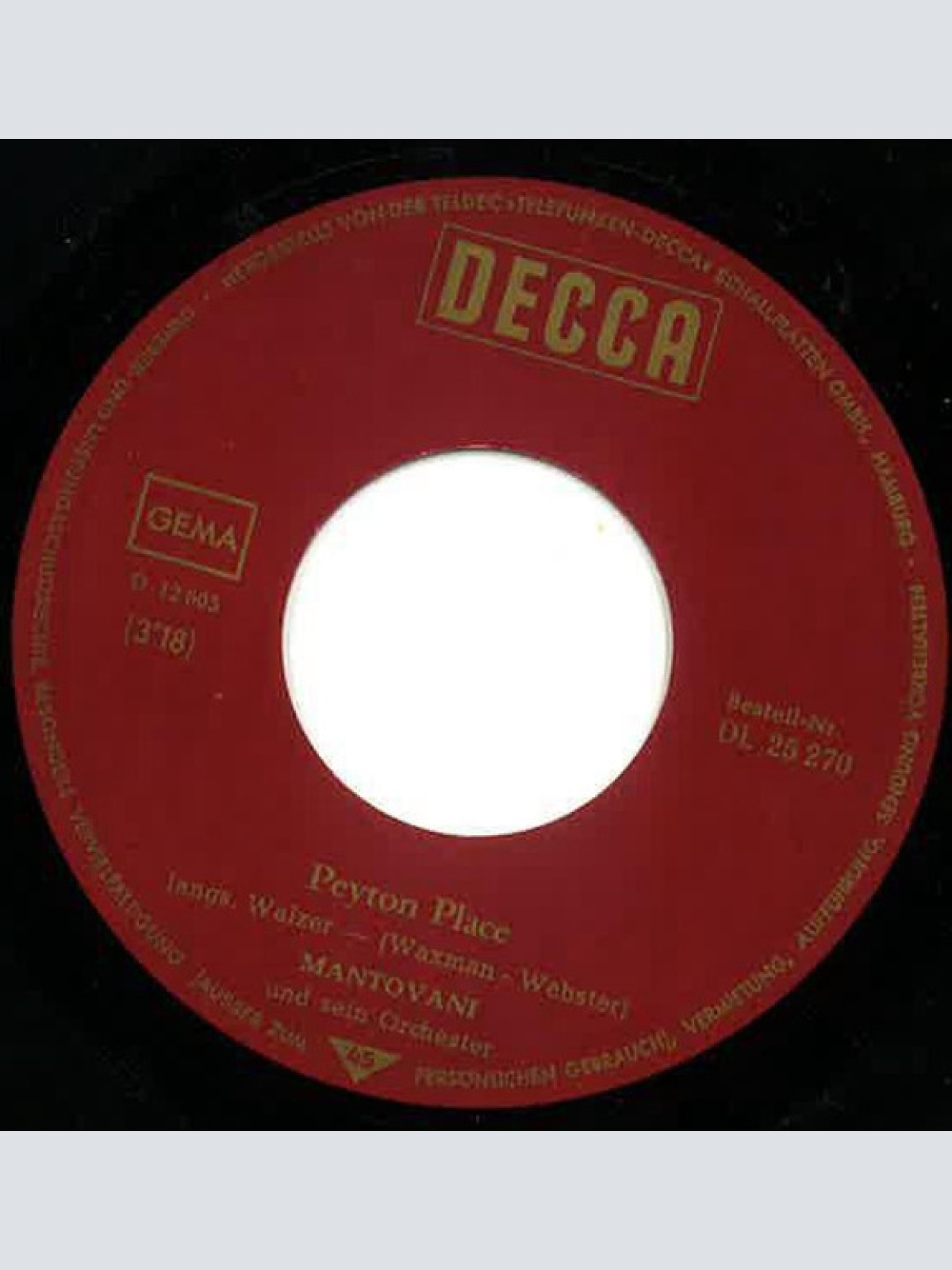 Vinyl / Mantovani And His Orchestra - Peyton Place