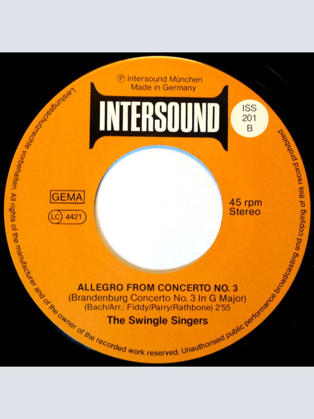 Vinyl / The Swingle Singers* - Organ Fugue BWV 542 / Allegro From Concerto NO.3