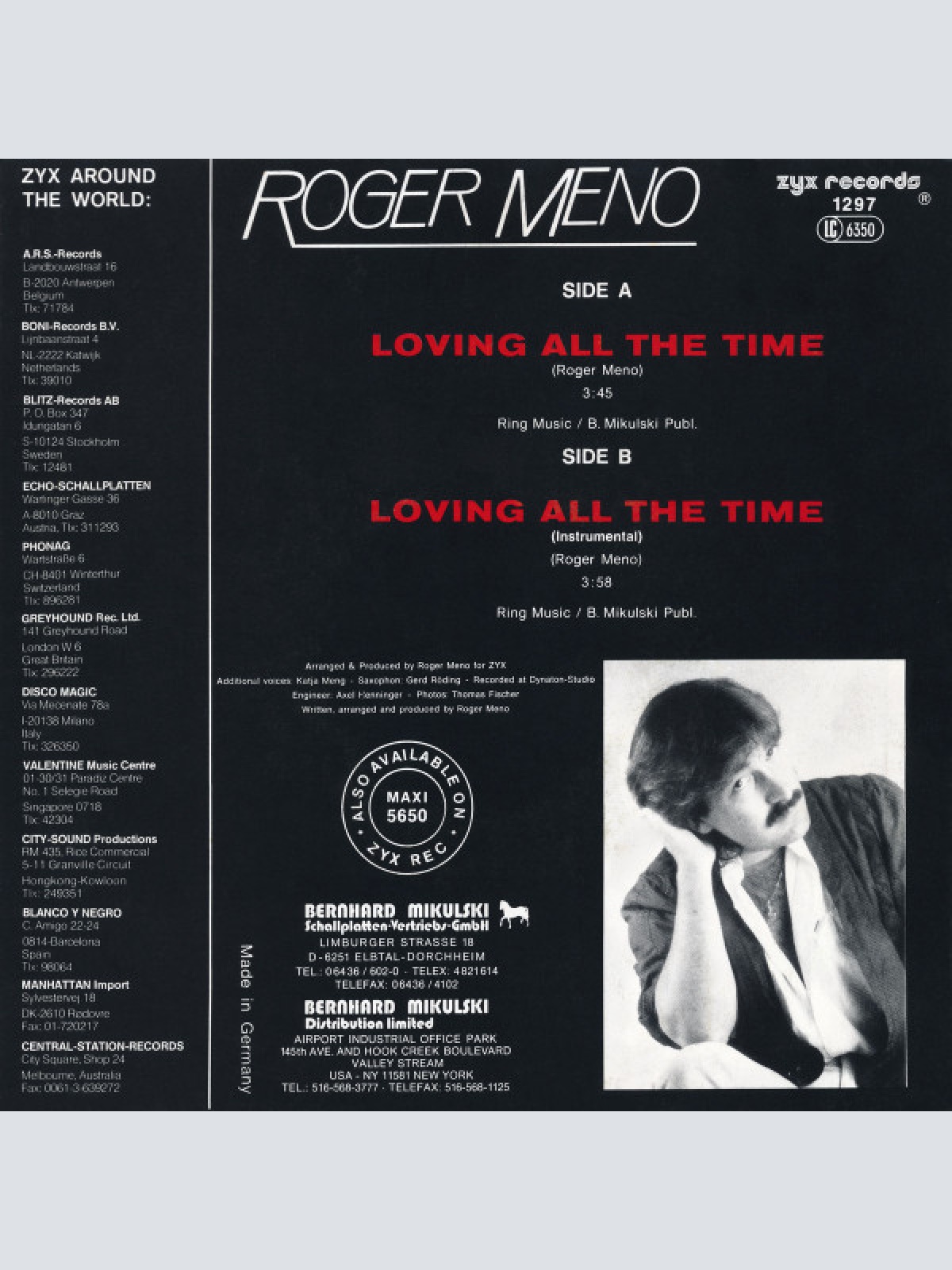 Vinyl / Roger Meno - Loving All The Time