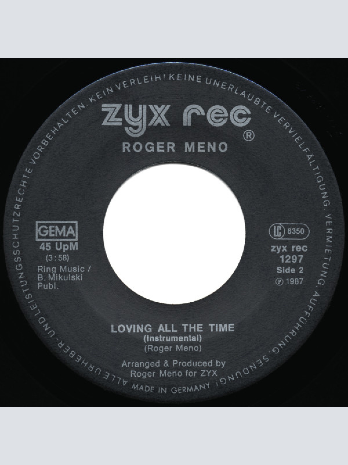 Vinyl / Roger Meno - Loving All The Time