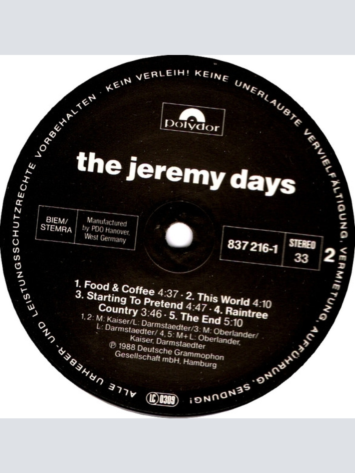Vinyl / The Jeremy Days - The Jeremy Days