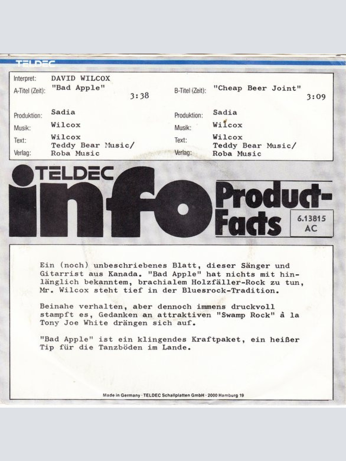 Vinyl / David Wilcox (2) - Bad Apple