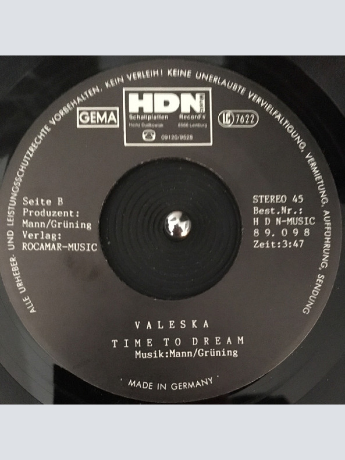 Vinyl / Valeska - Glas n'ost (Wenn Das Eis Schmilzt) / Time To Dream