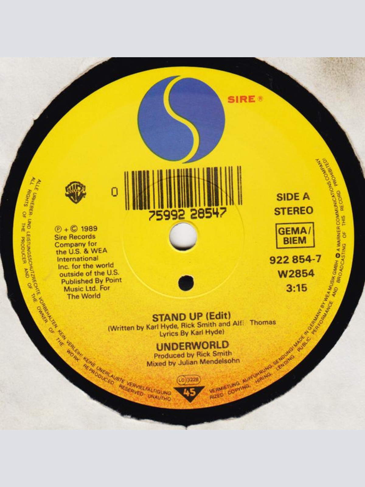 Vinyl / Underworld - Stand Up