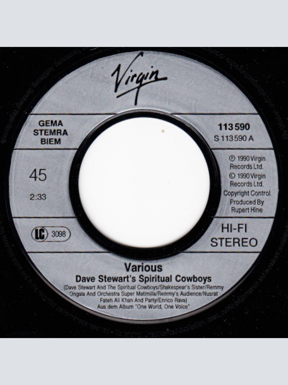 Vinyl / Dave Stewart's Spiritual Cowboys* / Michael Rose - Excerpt From ONE WORLD ONE VOICE