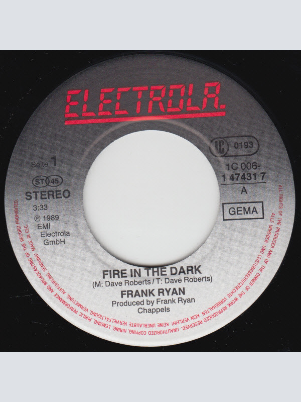 Vinyl / Frank Ryan - Fire In The Dark