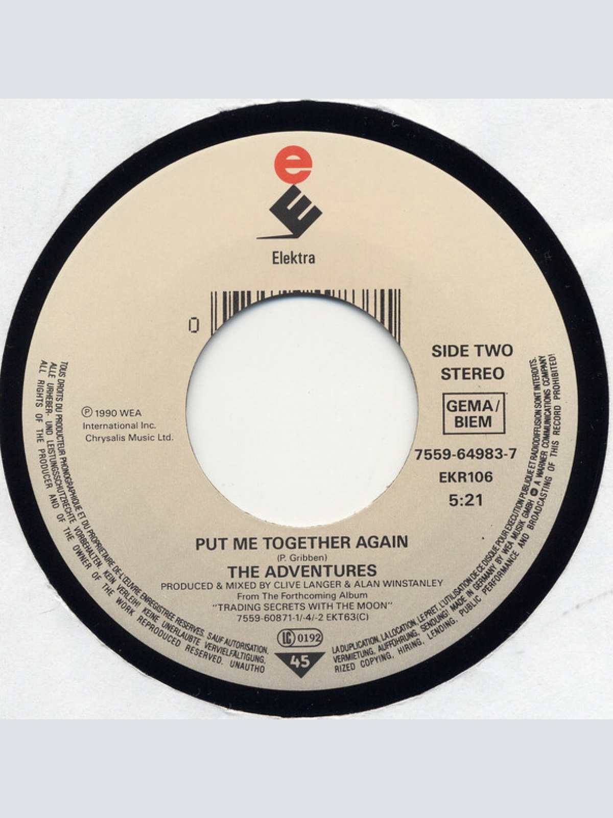 Vinyl / The Adventures - Your Greatest Shade Of Blue