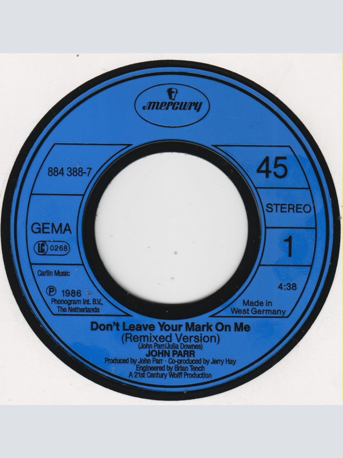 Vinyl / John Parr - Don't Leave Your Mark On Me