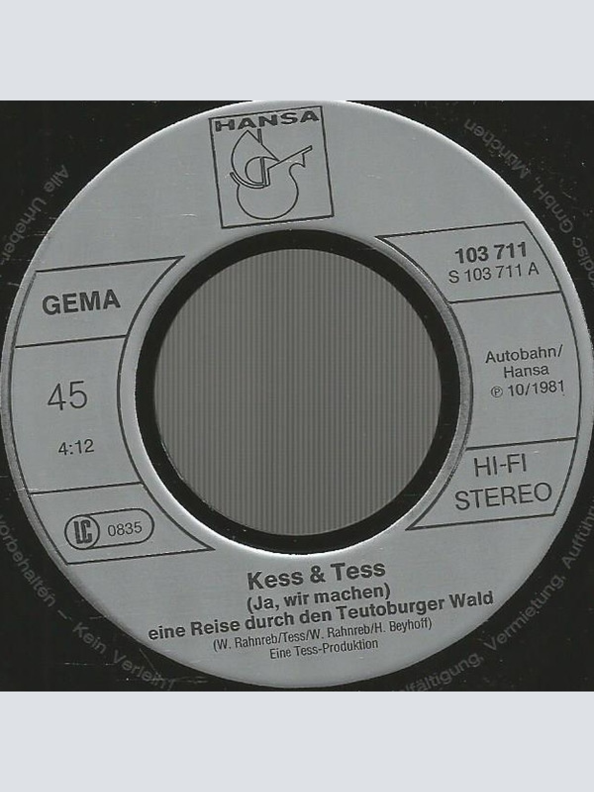 Vinyl / Kess & Tess - (Ja Wir Machen) Eine Reise Durch Den Teutoburger Wald / Apple Pie