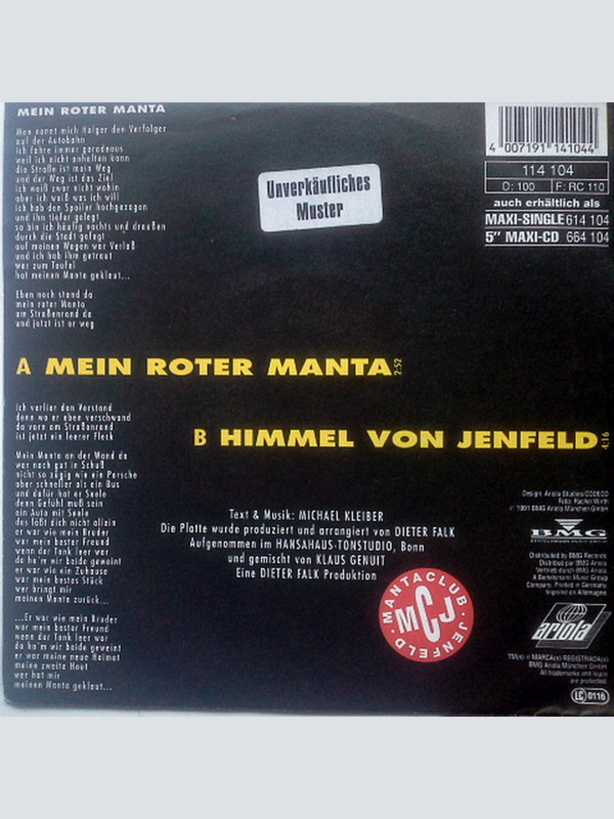 Vinyl / Michael Kleiber's "Holger"* - Mein Roter Manta