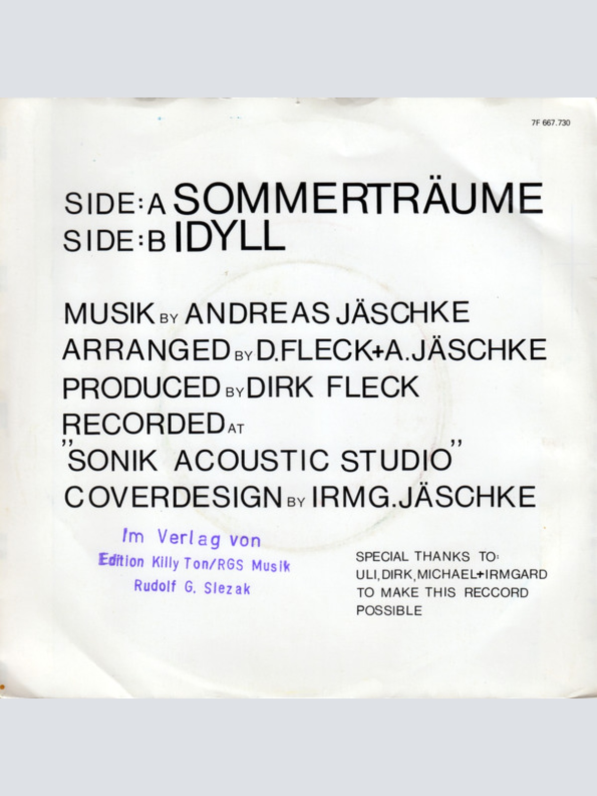 Vinyl / Andreas Jäschke - Sommerträume / Idyll