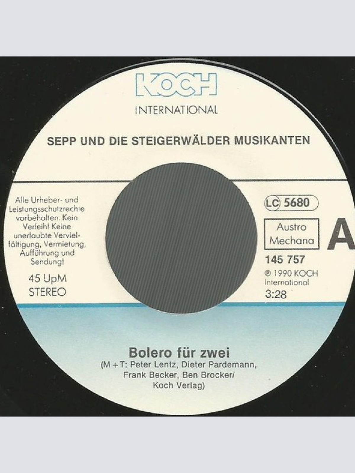 Vinyl / Sepp Und Die Steigerwälder Musikanten - Bolero Für Zwei